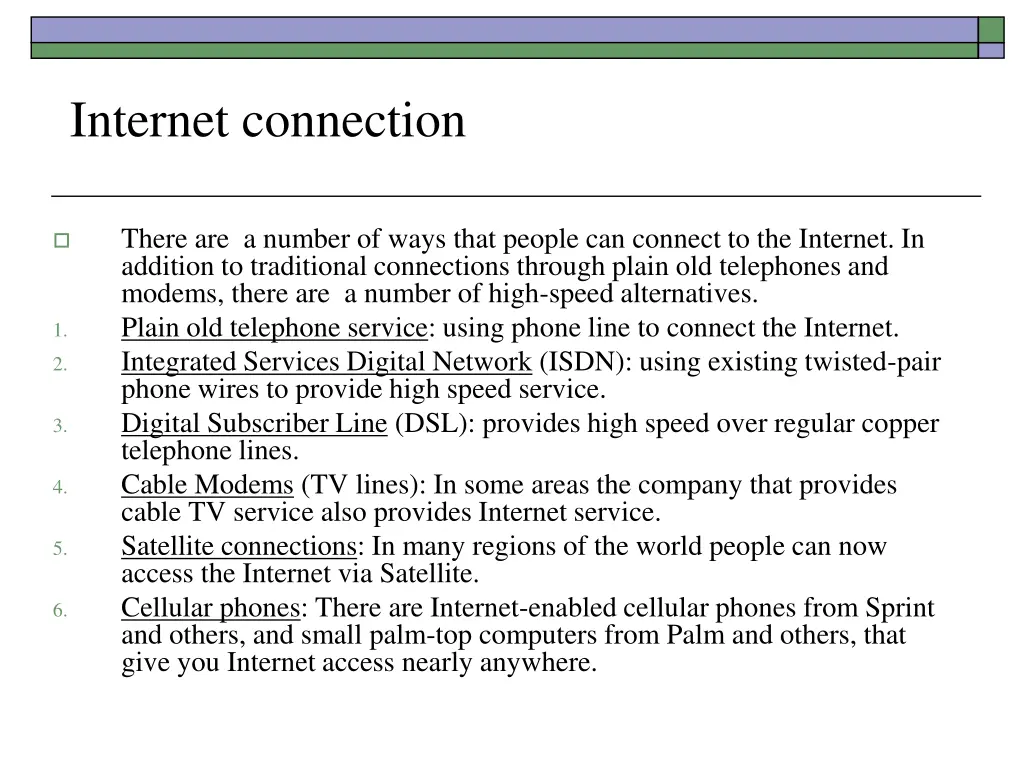 internet connection
