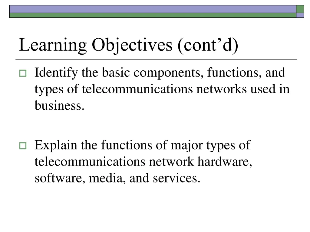 learning objectives cont d