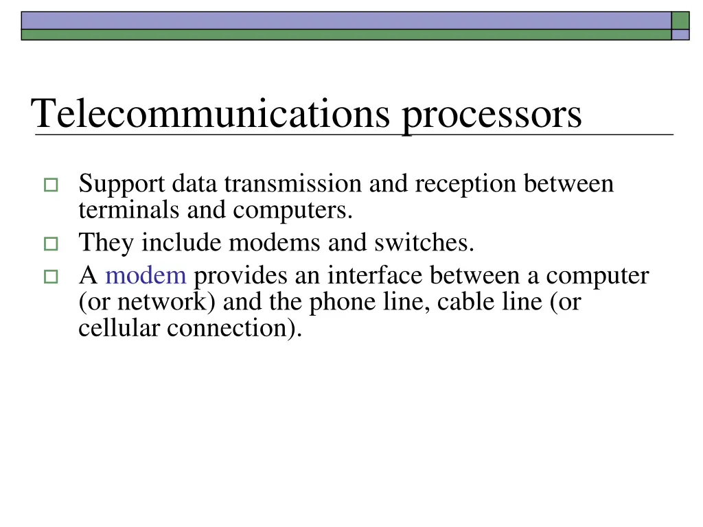 telecommunications processors