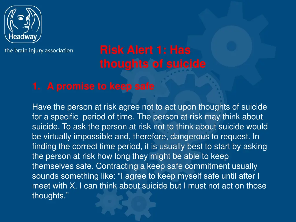 risk alert 1 has thoughts of suicide