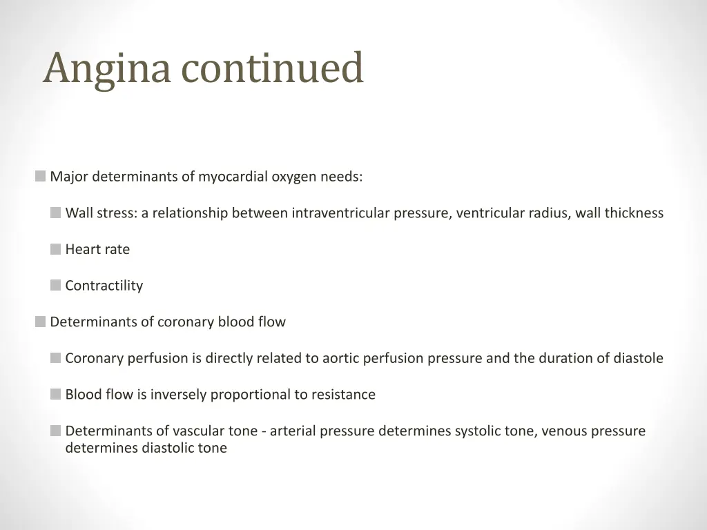 angina continued