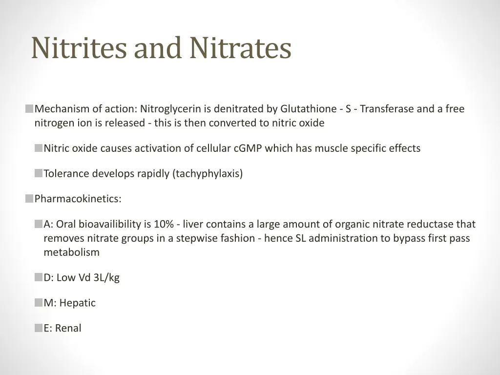 nitrites and nitrates