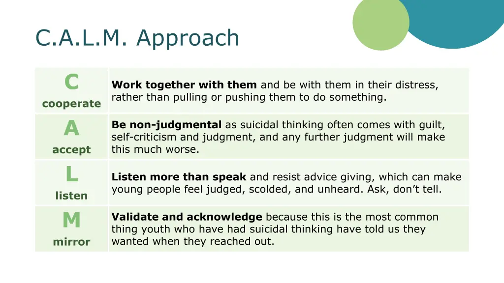 c a l m approach