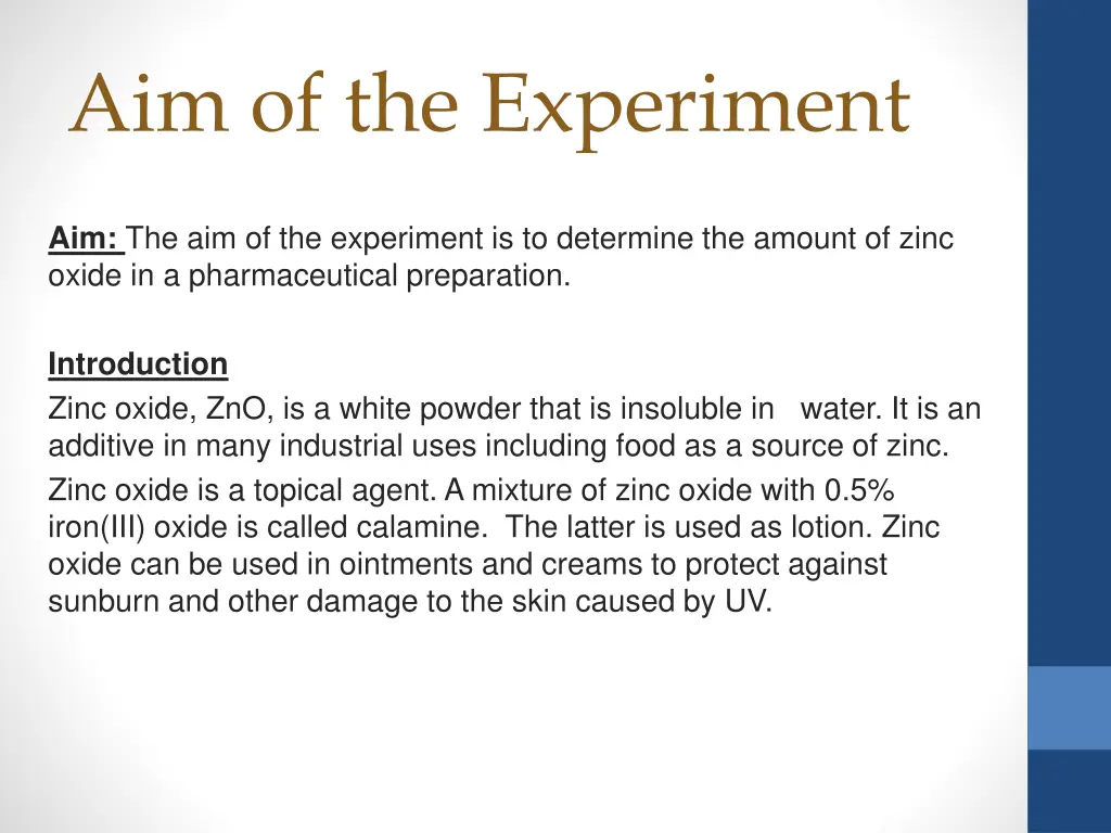 aim of the experiment