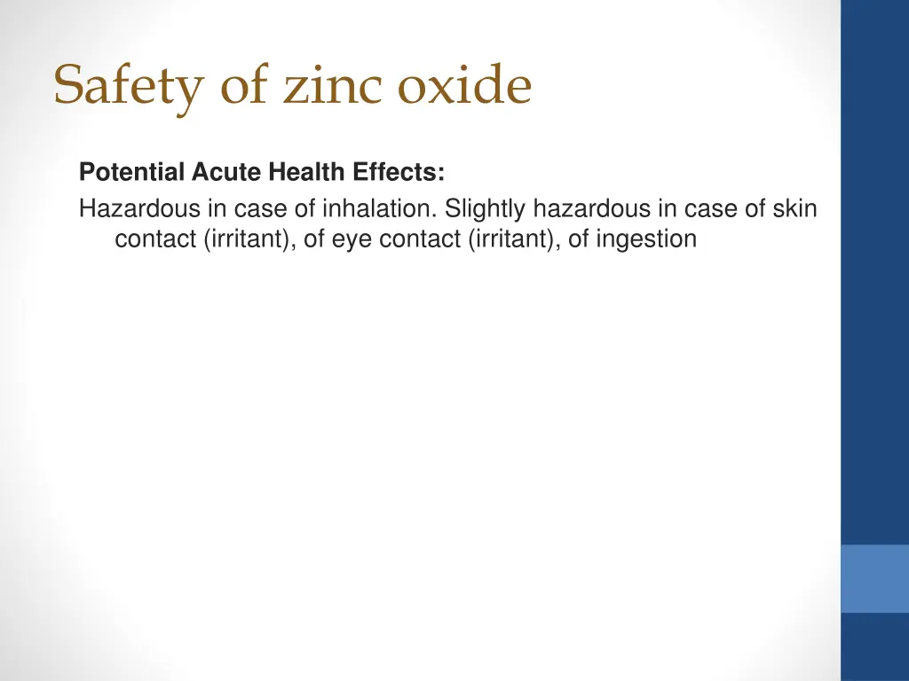 safety of zinc oxide