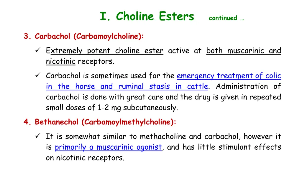 i choline esters continued 1