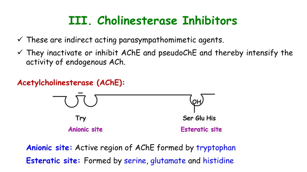 iii cholinesterase inhibitors