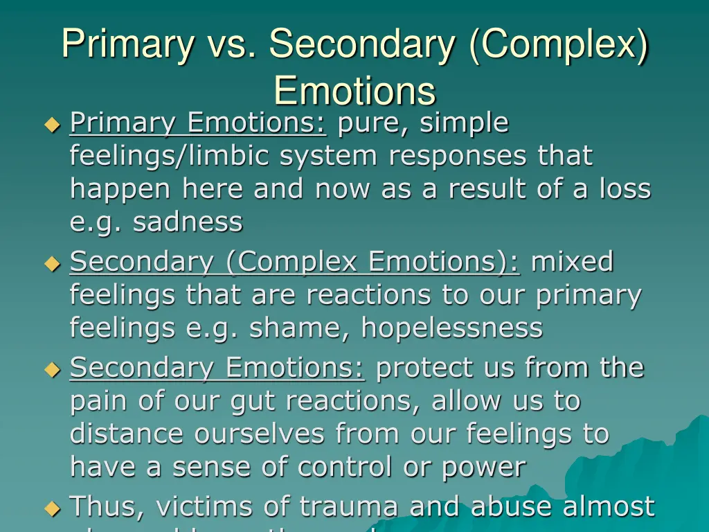 primary vs secondary complex emotions primary