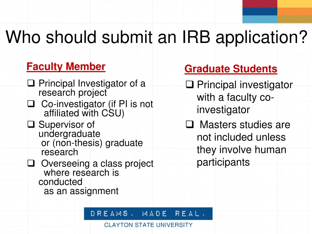 who should submit an irb application