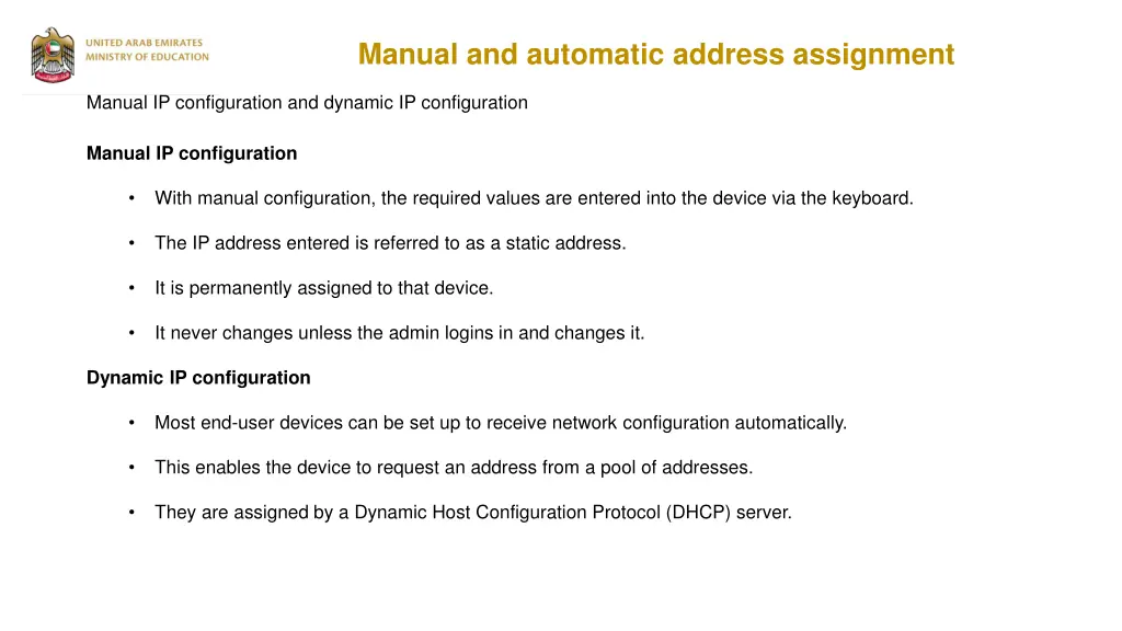 manual and automatic address assignment