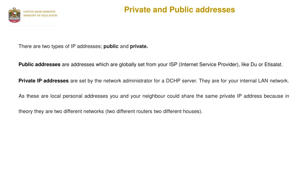 private and public addresses