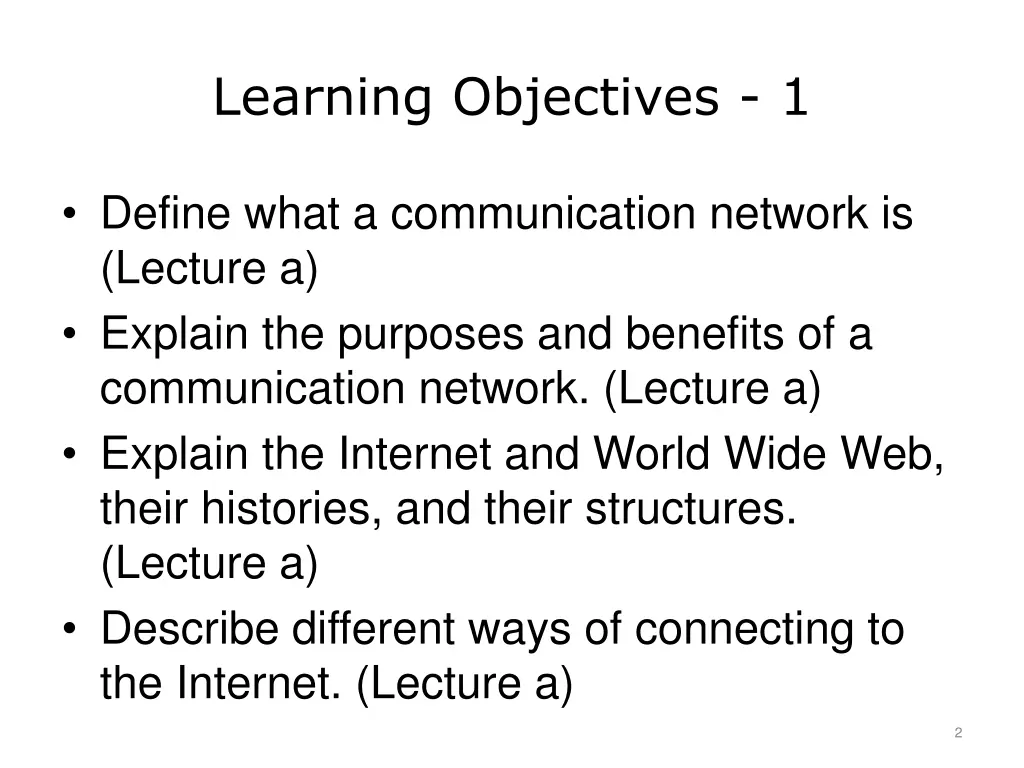 learning objectives 1