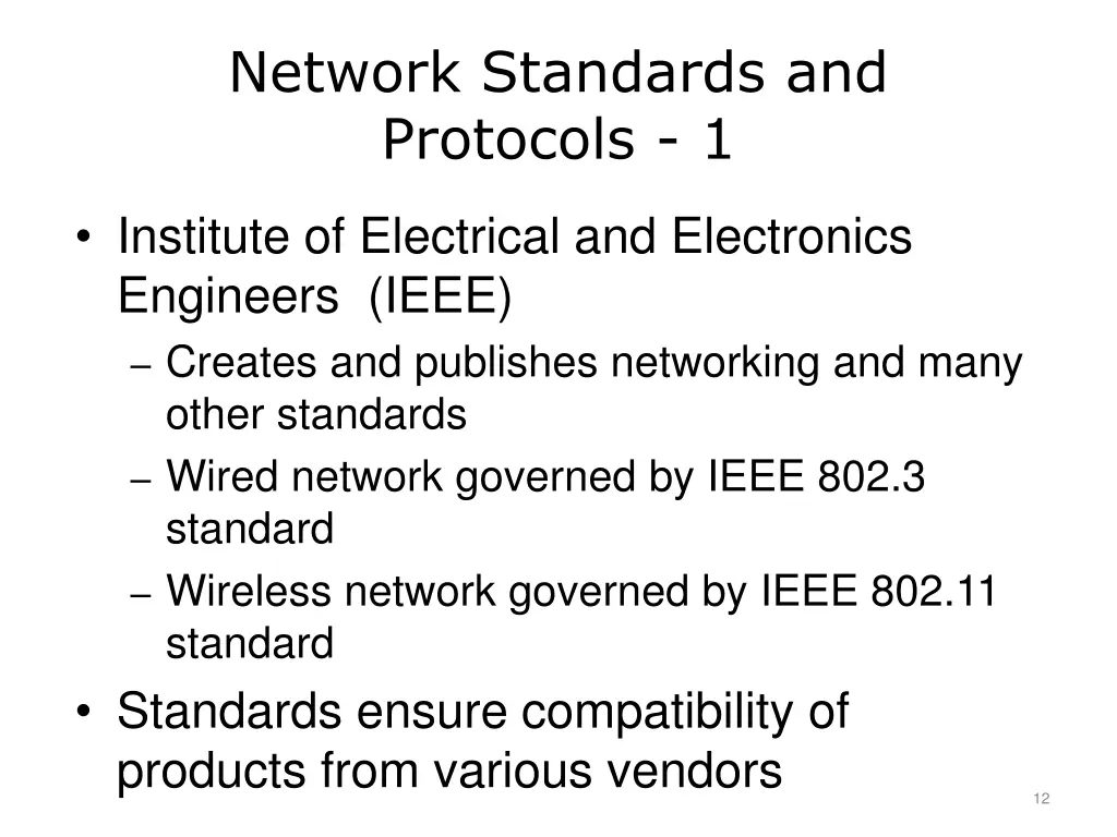 network standards and protocols 1