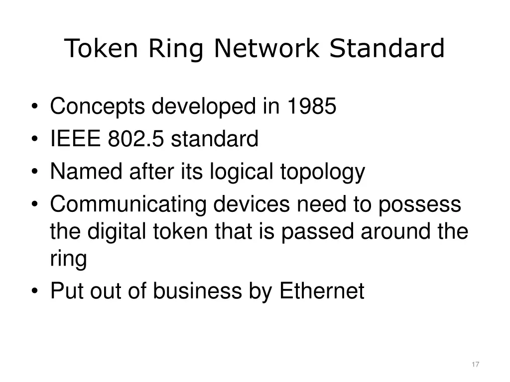 token ring network standard