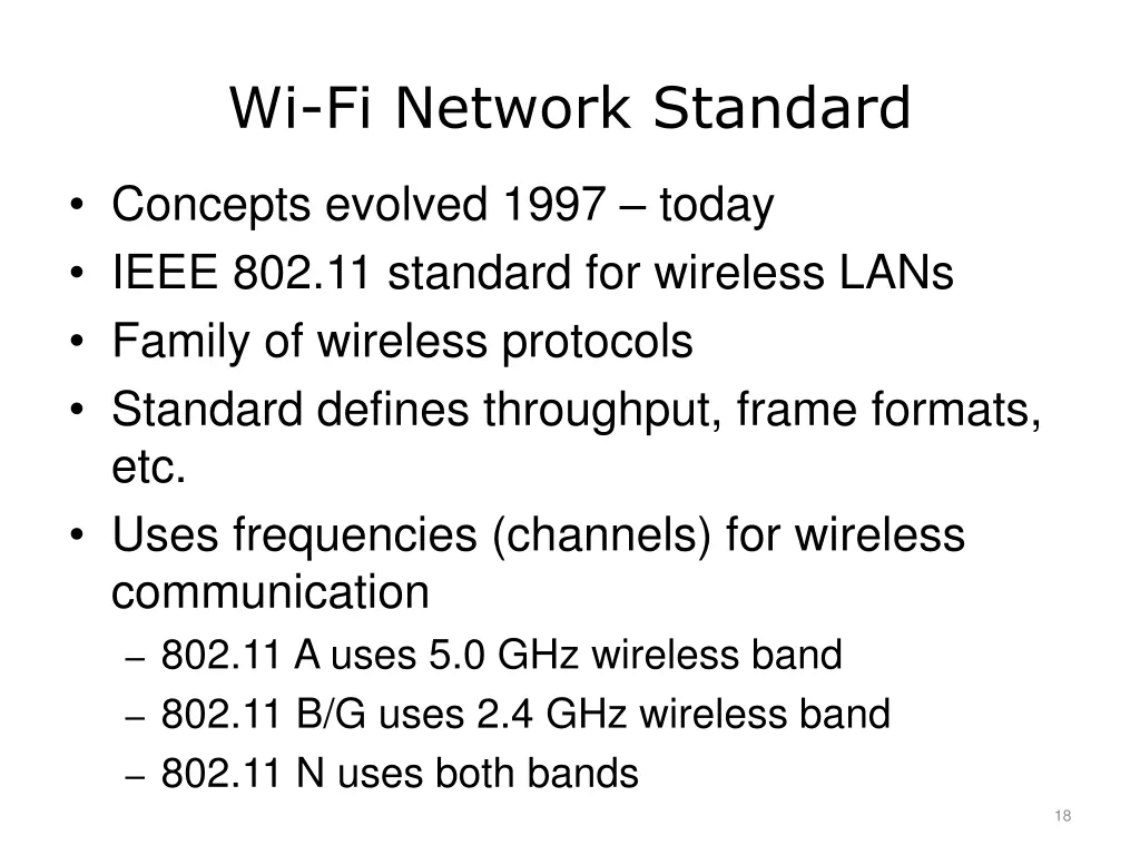 wi fi network standard
