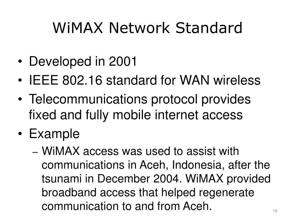 wimax network standard