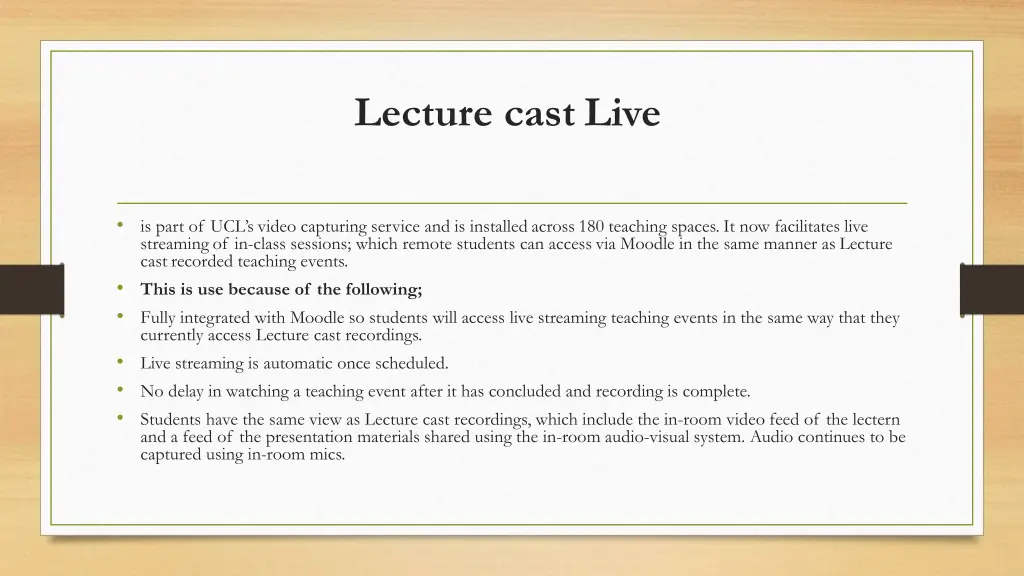 lecture cast live