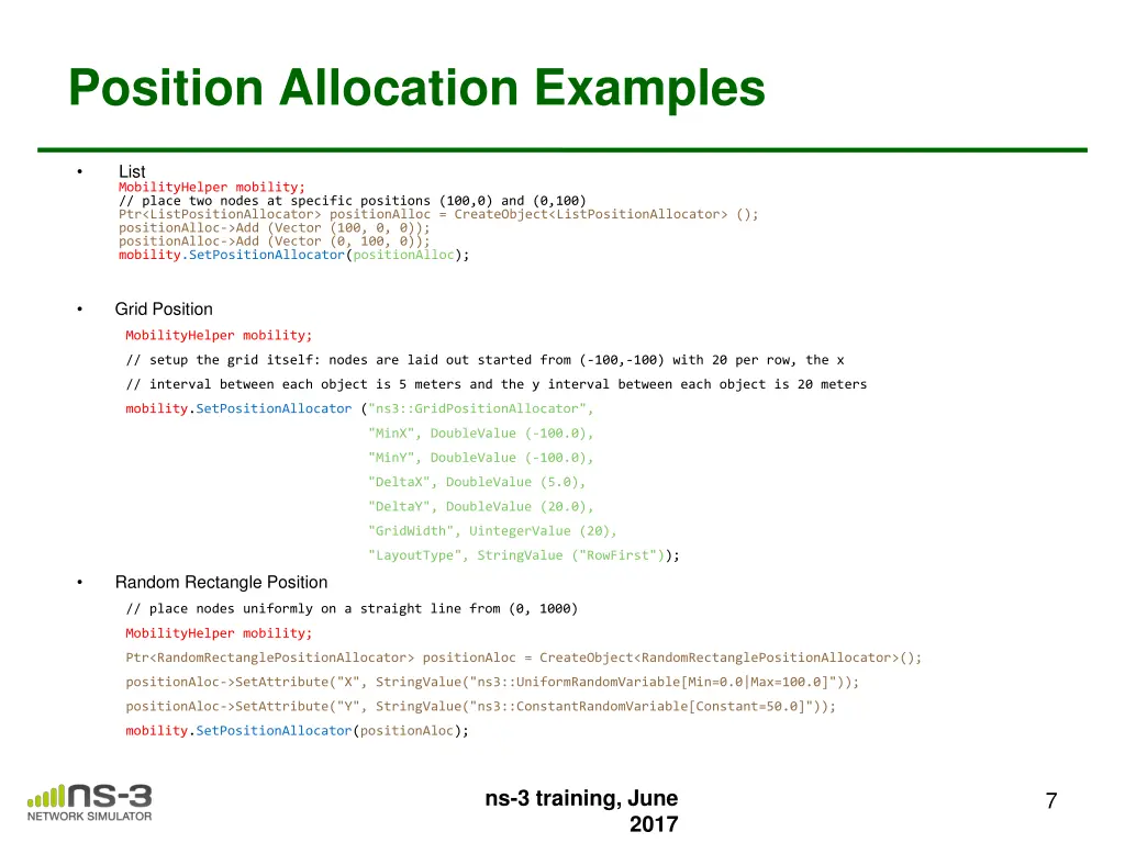 position allocation examples