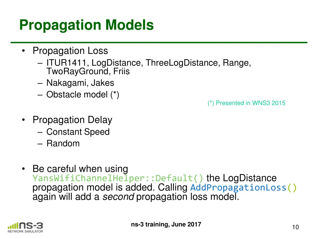 propagation models