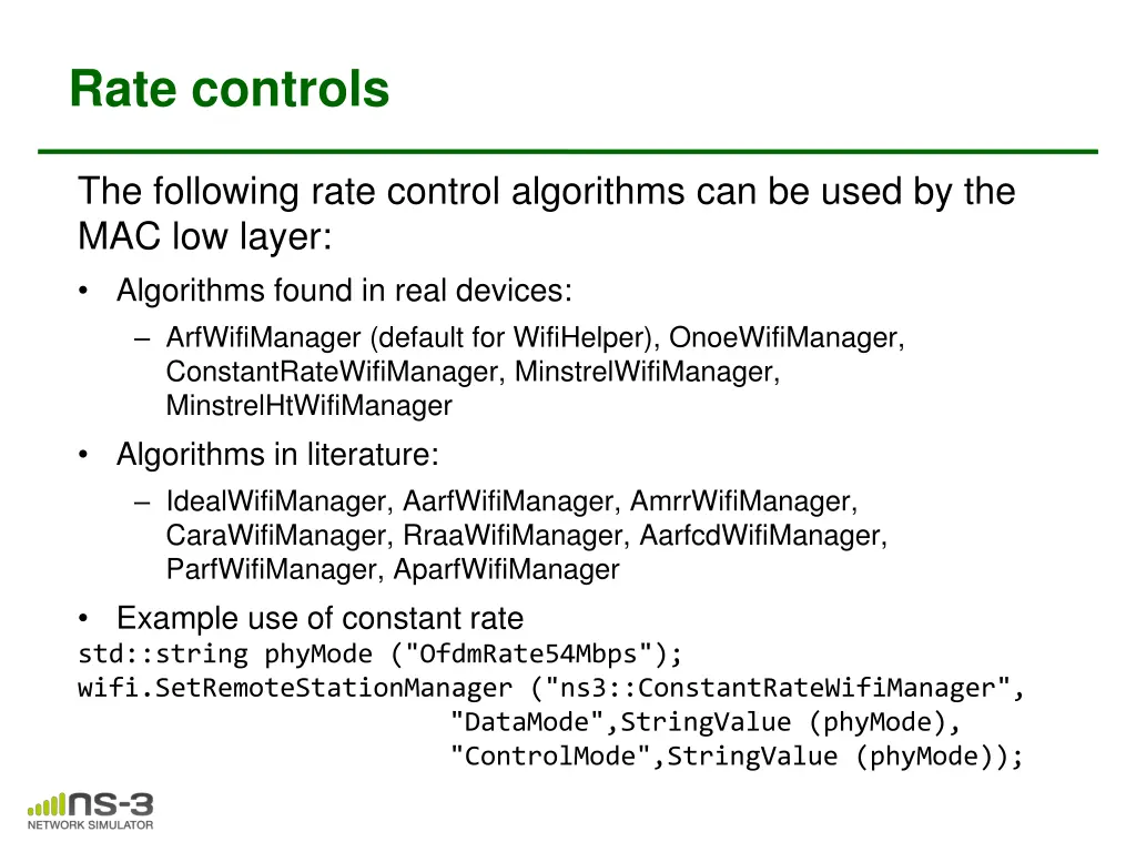 rate controls