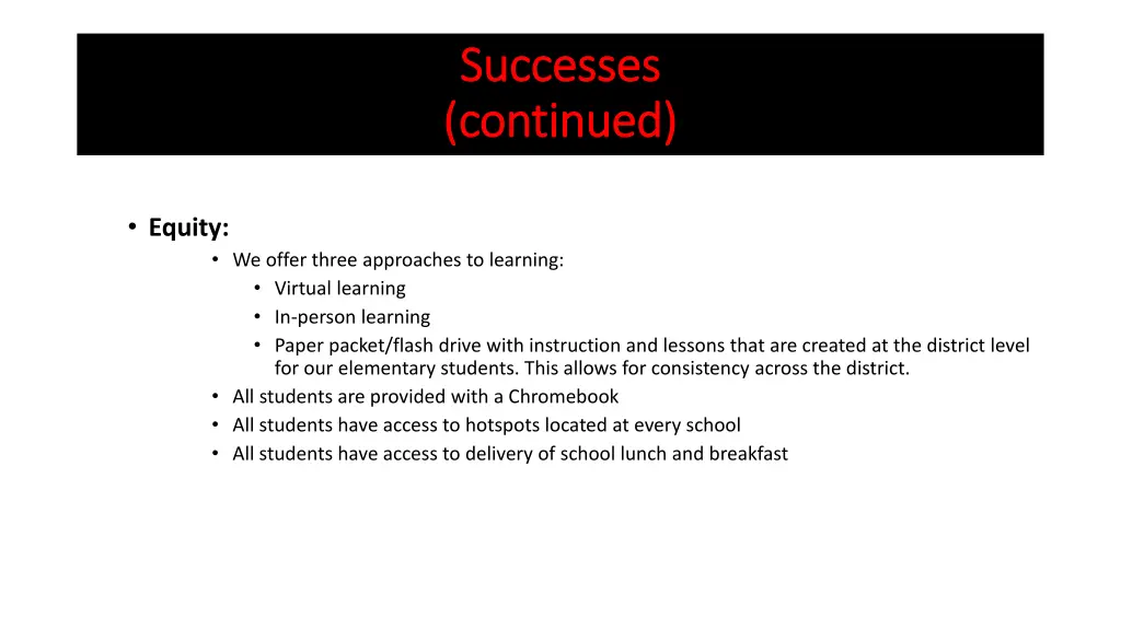 successes successes continued continued