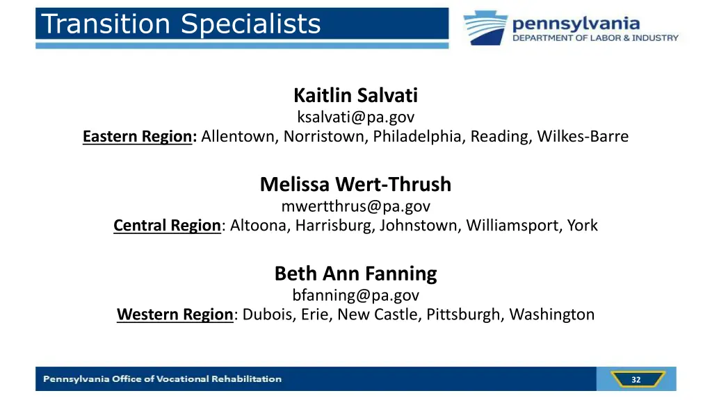 transition specialists