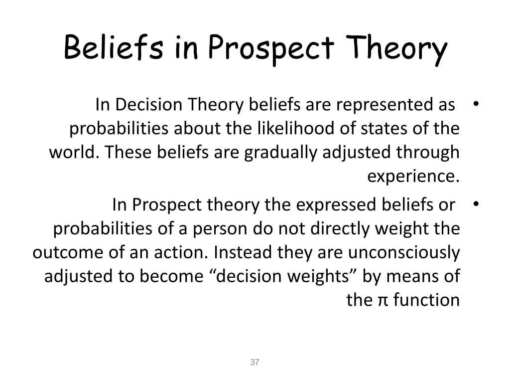 beliefs in prospect theory 1