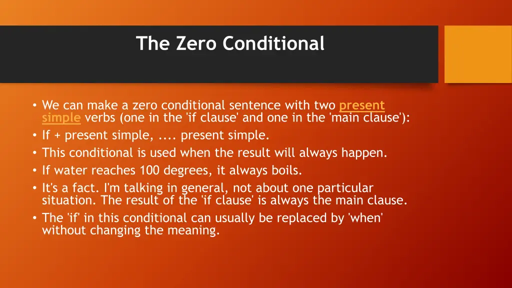 the zero conditional