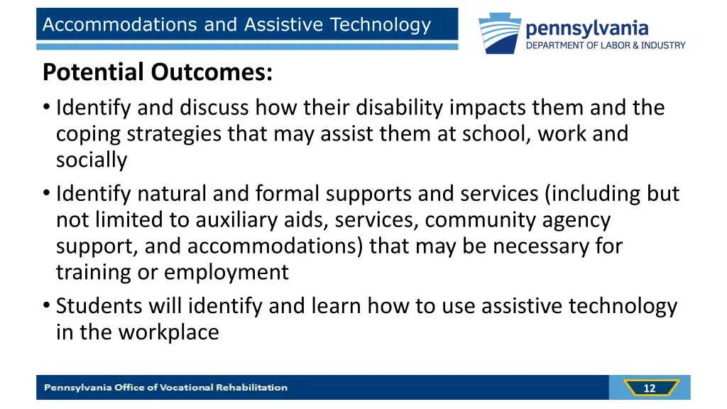 accommodations and assistive technology