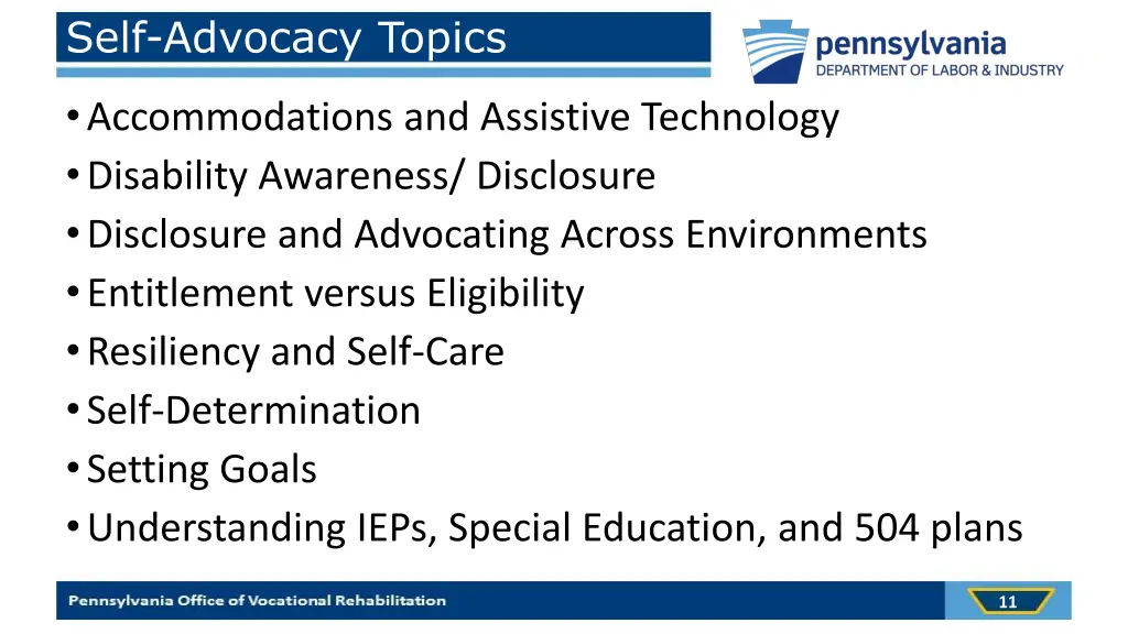 self advocacy topics