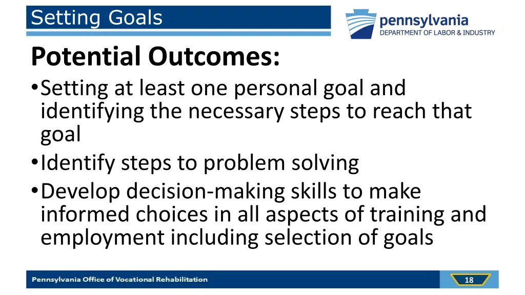 setting goals potential outcomes setting at least