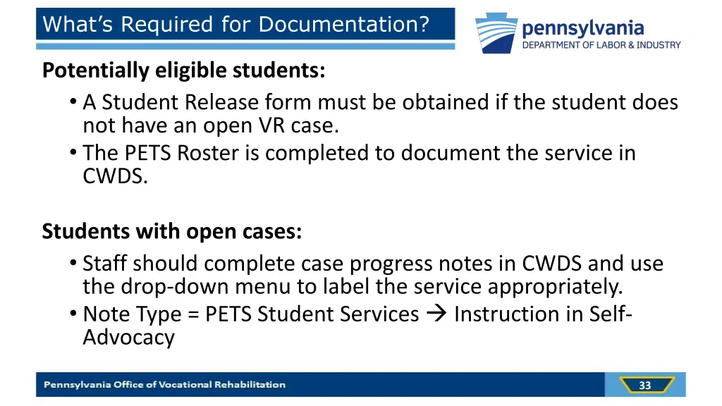 what s required for documentation