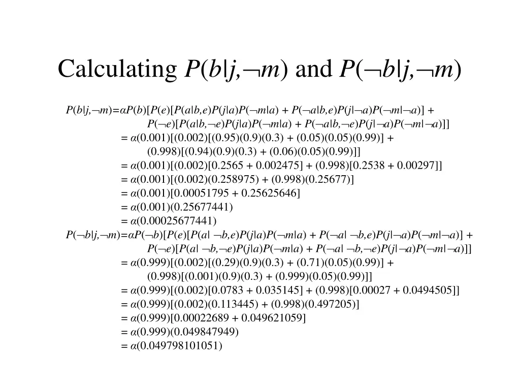 calculating p b j m and p b j m