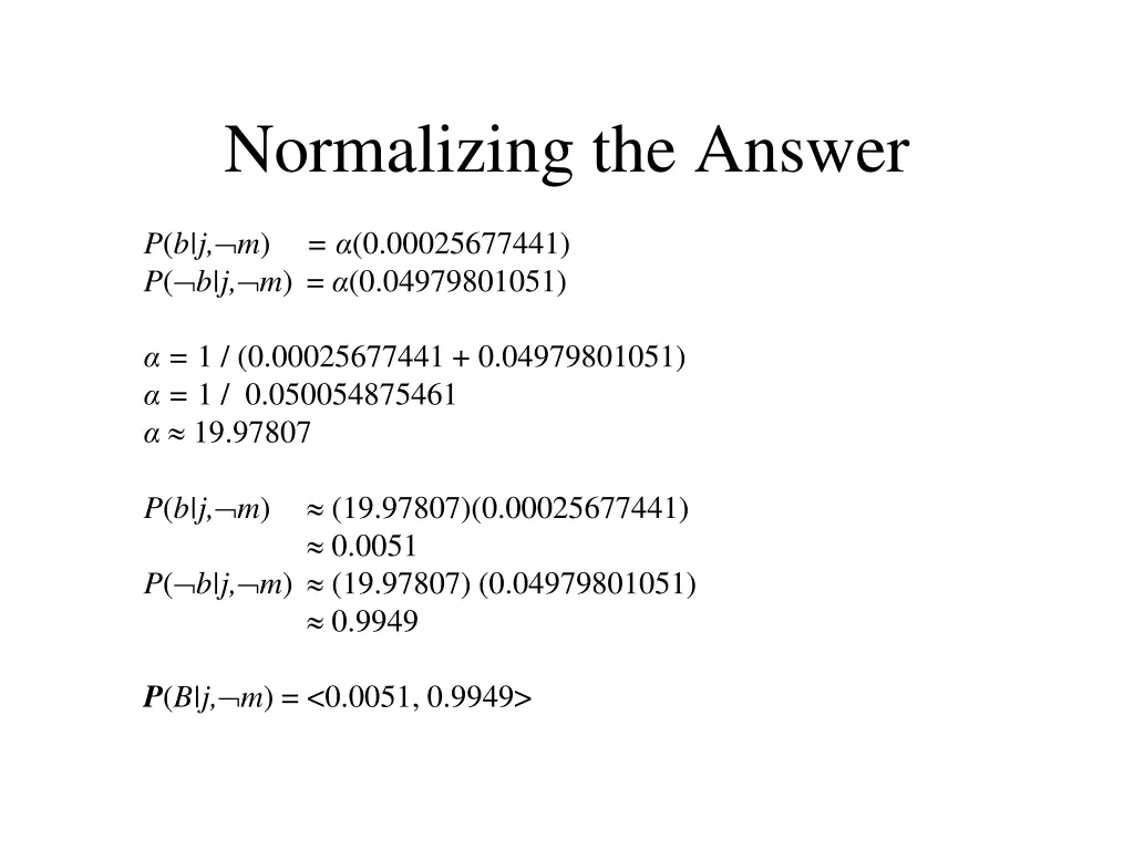 normalizing the answer