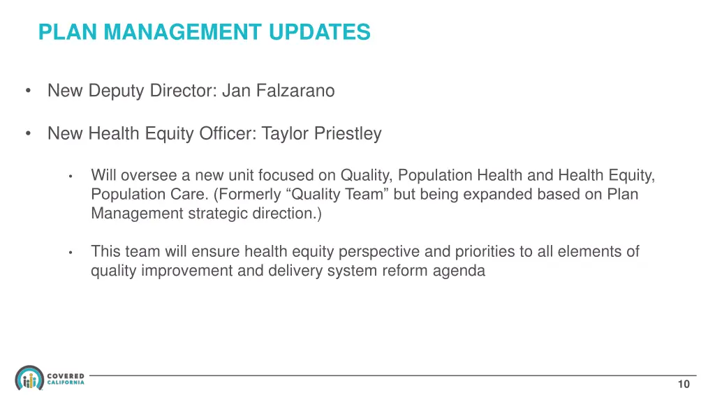 plan management updates