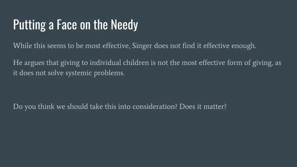 putting a face on the needy