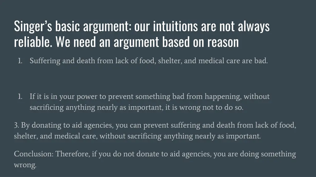 singer s basic argument our intuitions