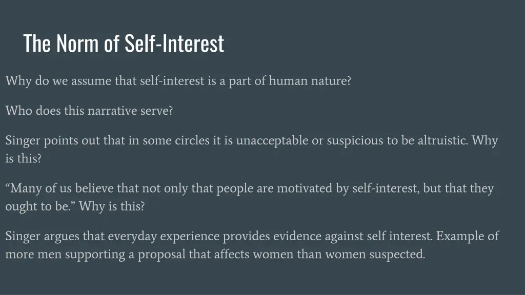 the norm of self interest