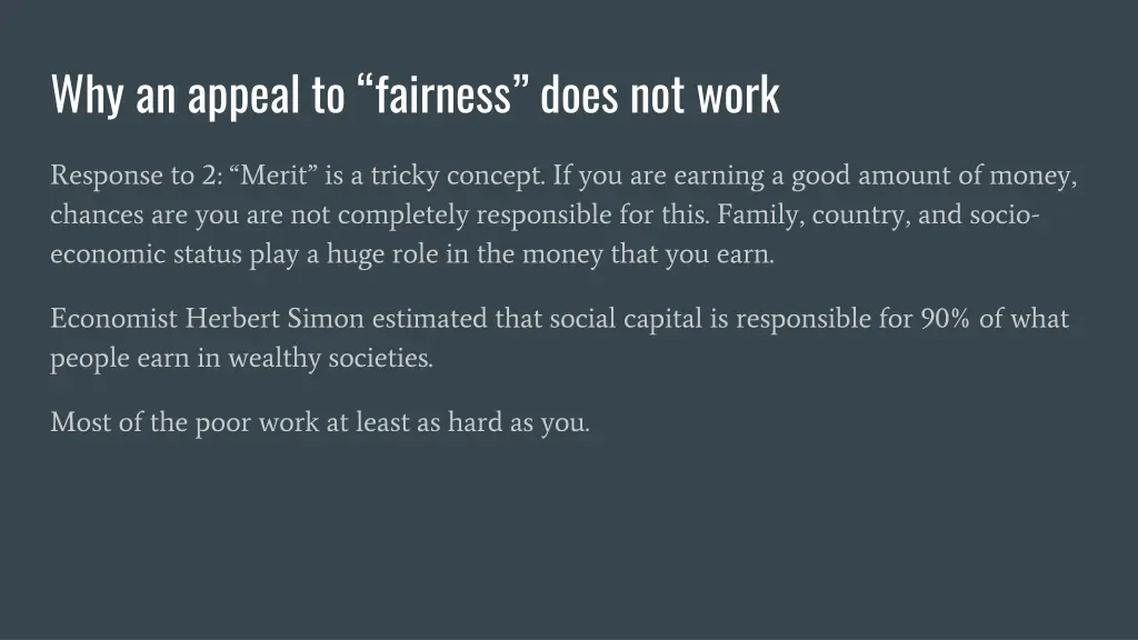 why an appeal to fairness does not work