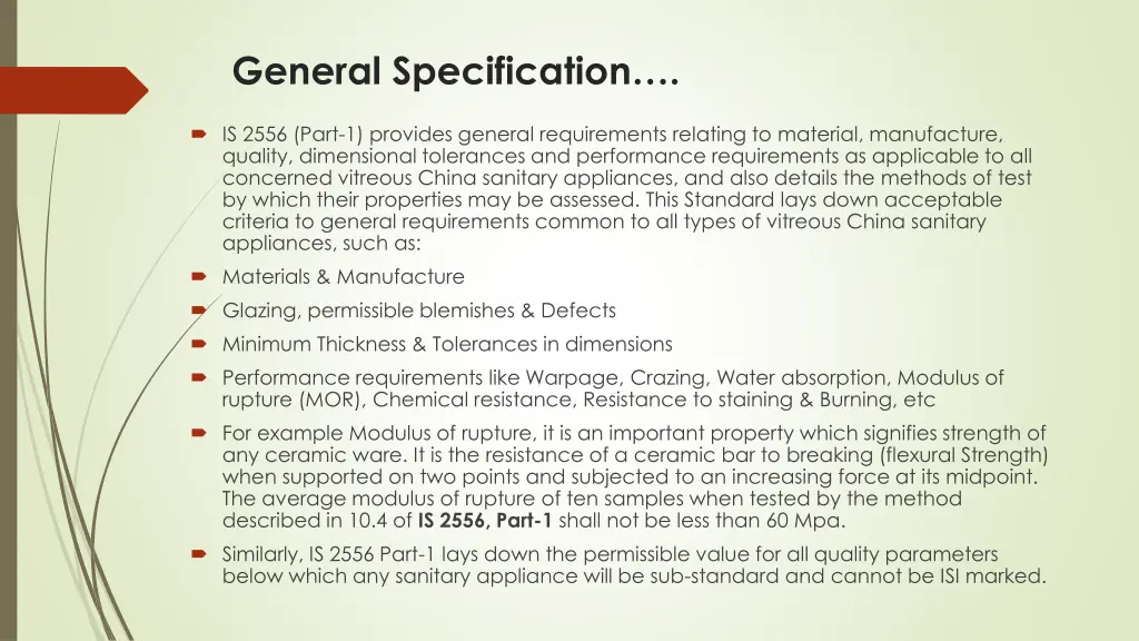 general specification