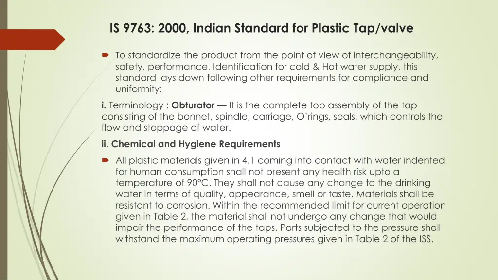 is 9763 2000 indian standard for plastic tap valve