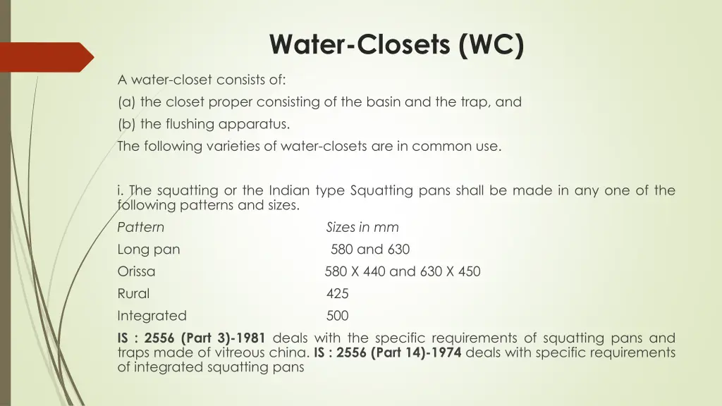 water closets wc