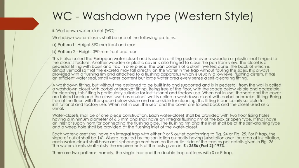 wc washdown type western style