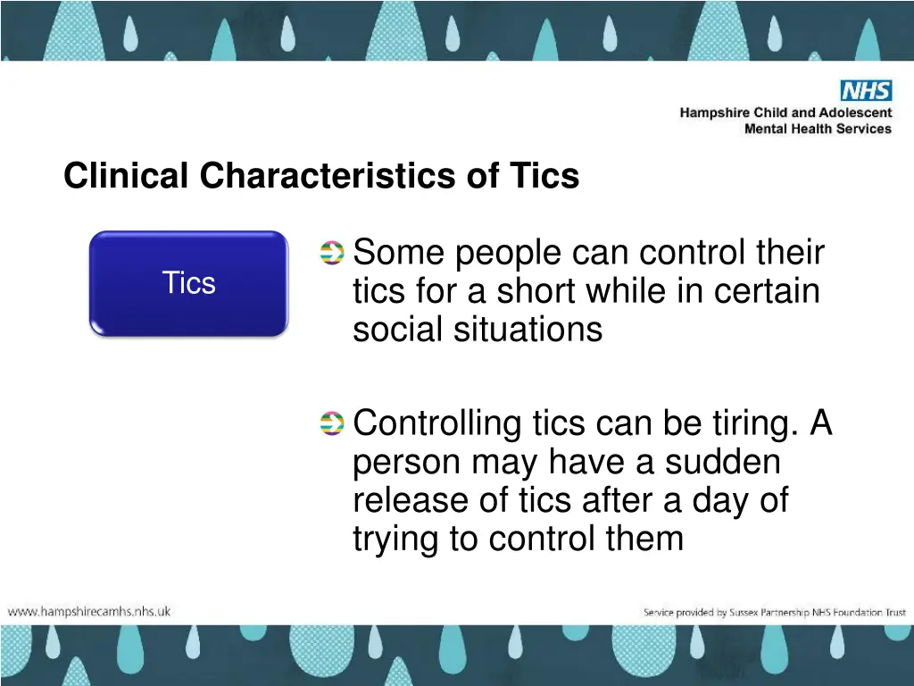 clinical characteristics of tics 1