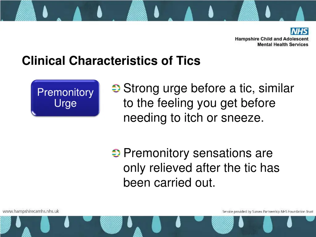 clinical characteristics of tics