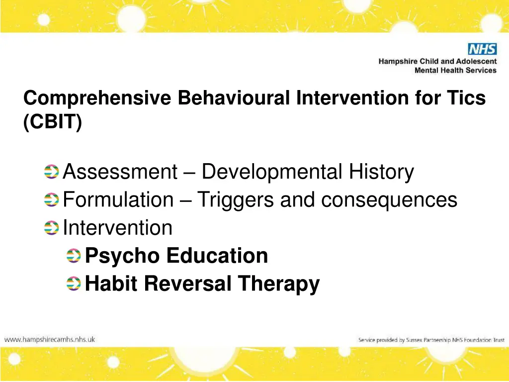 comprehensive behavioural intervention for tics