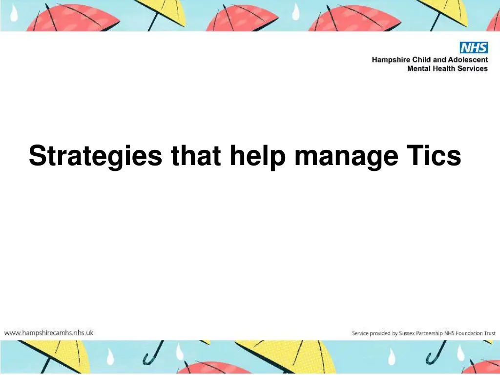 strategies that help manage tics