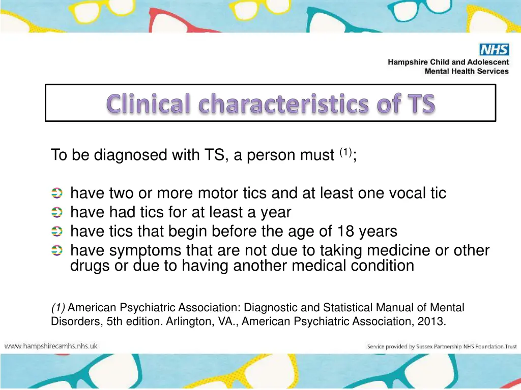 to be diagnosed with ts a person must 1