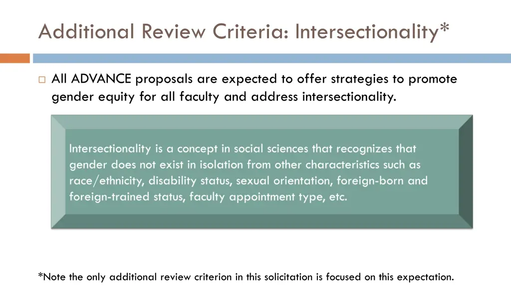 additional review criteria intersectionality