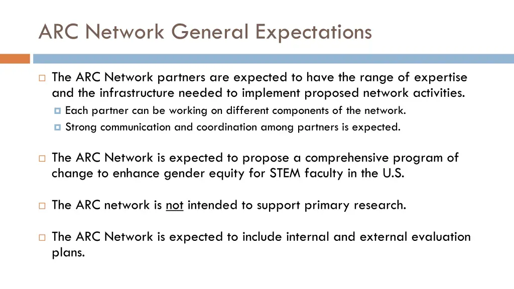 arc network general expectations